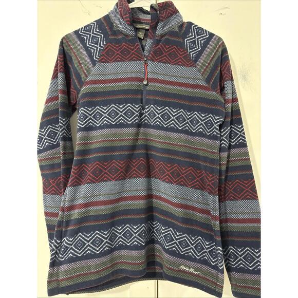 Eddie Bauer 1/4 Zip Pullover Fleece Sweater Women's XS Aztec Pattern Multicolor - Picture 1 of 8